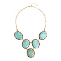 Estacia Marble Mint Chalcedony Oval Stones Necklace